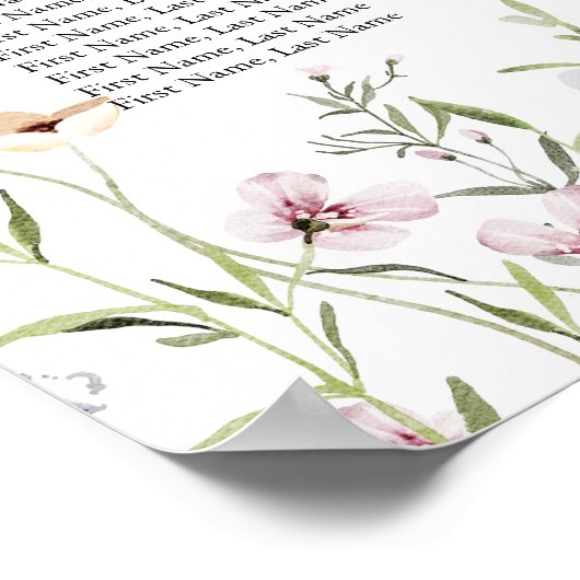 Elegant Wildflower Meisje Dop Zitkaart Poster (Hoek)