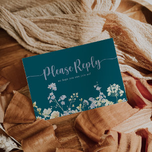 Elegant Wildflower Menu Keuze RSVP Briefkaart