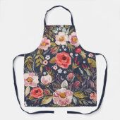 Elegant Wildflower Navy Blue Floral Schort (Voorkant)