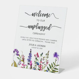 Elegant Wildflower onplugged bruiloft ceremonie Reclamebord Met Voetstuk