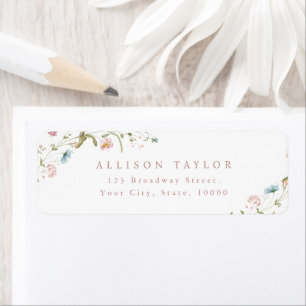 Elegant Wildflower Rustic Boho Return Address Etiket