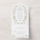 Elegant Wildflower Rustic Boho Wedding monogram All In One Uitnodiging (Binnen)