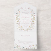 Elegant Wildflower Rustic Boho Wedding monogram All In One Uitnodiging (Binnen)