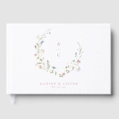 Elegant Wildflower Rustic Boho Wedding Monogram Gastenboek (Voorkant)