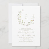 Elegant Wildflower Rustic Boho Wedding monogram Kaart (Voorkant)