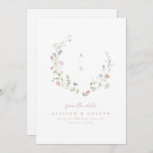 Elegant Wildflower Rustic Boho Wedding monogram Save The Date (Voorkant / Achterkant)