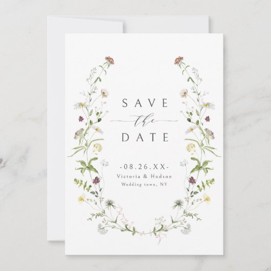 Elegant Wildflower Rustic Boho Wedding Save The Date (Voorkant)