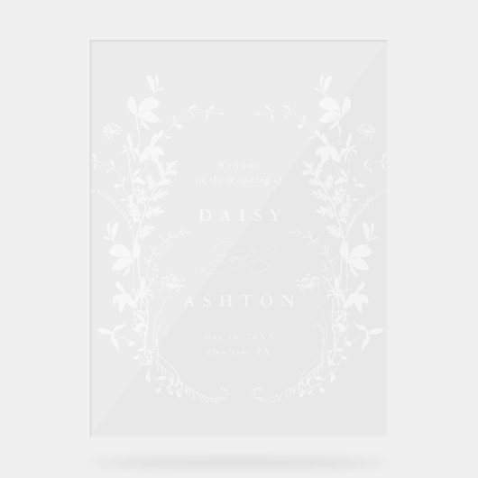 Elegant Wildflower Silhouette bruiloft Welkom Acryl Bord (Voorkant)