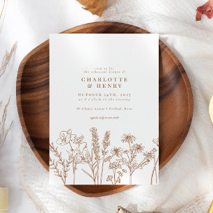 Elegant Wildflower Terracotta Rehearsal Dinner Kaart