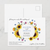 Elegant wildflower thema huwelijksuitnodiging briefkaart (Voorkant / Achterkant)