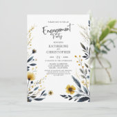 Elegant Wildflower Verlovingsfeest Kaart (Staand voorkant)