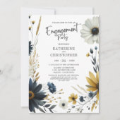 Elegant Wildflower Verlovingsfeest Kaart (Voorkant)