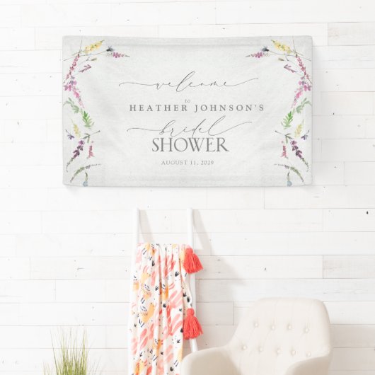 Elegant Wildflower Waterverf Shower Welkom Spandoek (Insitu)