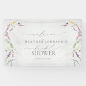 Elegant Wildflower Waterverf Shower Welkom Spandoek (Horizontaal)