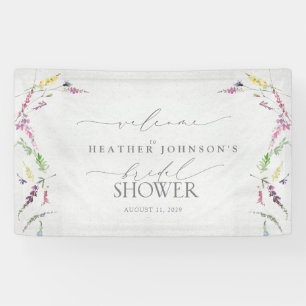 Elegant Wildflower Waterverf Shower Welkom Spandoek