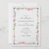 Elegant Wildflower Waterverf Tuinbruiloft Kaart (Voorkant)