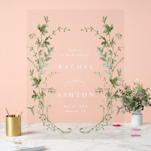 Elegant Wildflower Weddenschap Welkom Acryl Bord (Huwelijk)