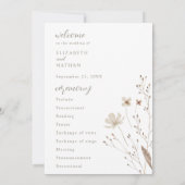 Elegant Wildflower Wedding Ceremony Program Card Kaart (Achterkant)