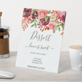 Elegant Wildflower Wedding Dessert Bar Reclamebord Met Voetstuk