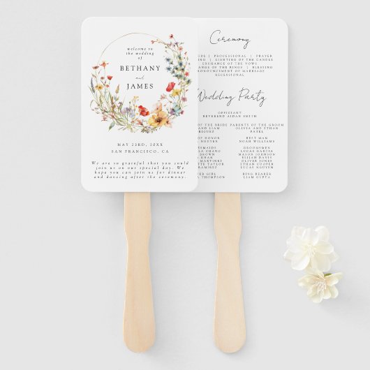 Elegant Wildflower Wedding Handwaaier (Voorkant en achterkant)
