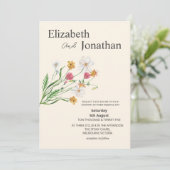 Elegant Wildflower Wedding Invite Kaart (Staand voorkant)