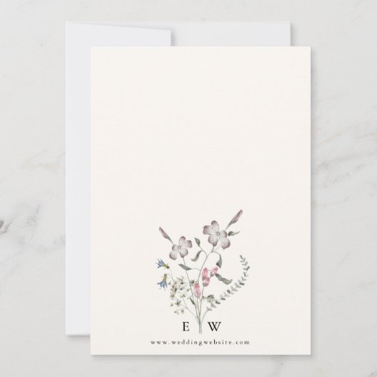 Elegant Wildflower Wedding Kaart (Achterkant)