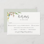 Elegant Wildflower Wedding Meal Choice RSVP Kaartje (Voorkant / Achterkant)