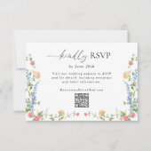 Elegant Wildflower Wedding QR Code RSVP Card Kaartje (Voorkant)