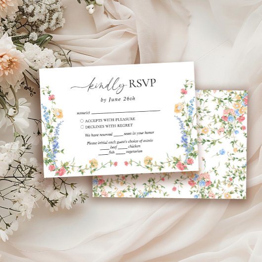 Elegant Wildflower Wedding RSVP Kaartje