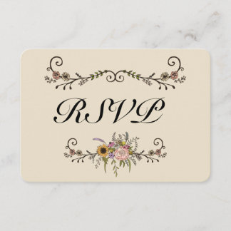 Elegant Wildflower Wedding RSVP Matte 3,5 x 5 inch Kaartje