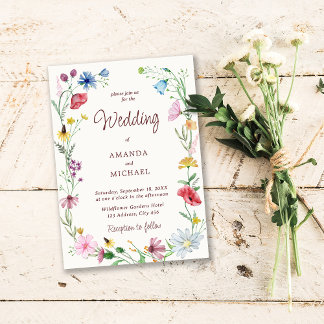 Elegant Wildflower Wedding Rustic Floral Kaart