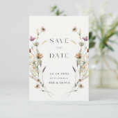 Elegant Wildflower Wedding Save the Date Kaarten (Staand voorkant)