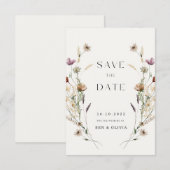 Elegant Wildflower Wedding Save the Date Kaarten (Voorkant / Achterkant)