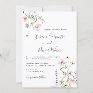 Elegant Wildflower Wedding-uitnodiging Kaart