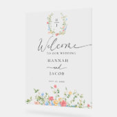 Elegant Wildflower Wedding Welcome Sign (Angle)