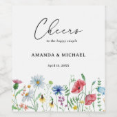 Elegant Wildflower Wedding Wijn Etiket (Enkel label)