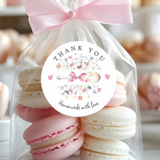 Elegant Wildflower Whisk Bakery Ronde Sticker