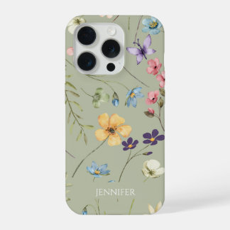 Elegant Wildflower Wild Flower Floral Custom iPhone 15 Pro Hoesje