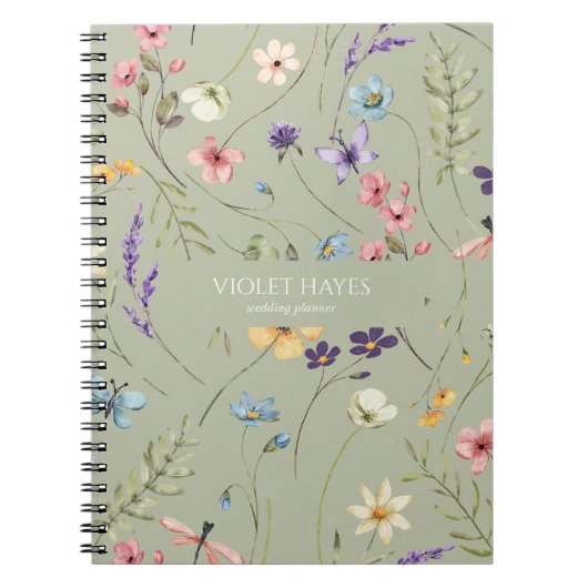 Elegant Wildflower Wild Flower Floral Custom Notitieboek (Voorkant)