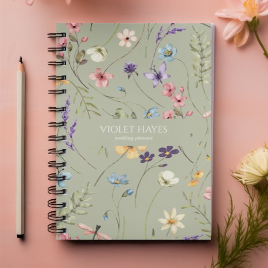 Elegant Wildflower Wild Flower Floral Custom Notitieboek