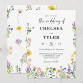 Elegant Wildflower Wilde Floral Wedding Kaart (Voorkant / Achterkant)