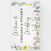 Elegant Wildflower  Wilde Floral Wedding Spandoek (Verticaal)