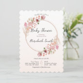 Elegant Wildflower Wreath Baby Shower Invitation (Debout devant)