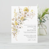 Elegant Wildflower Yellow Floral Wedding Kaart (Staand voorkant)