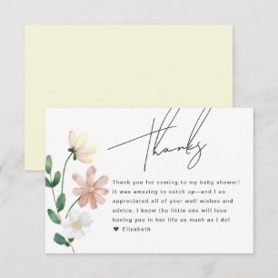 Elegant Wildflowers Baby shower Floral Bedankt Informatiekaartje