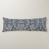 Elegant William Morris Floral Blauw Wit Patroon Lichaamskussen (Voorkant)