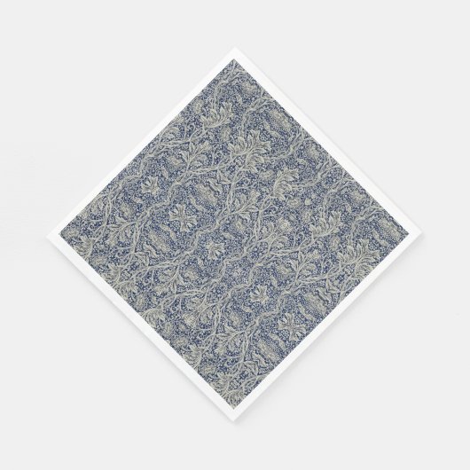 Elegant William Morris Floral Blauw Wit Patroon Servet (Hoek)