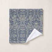 Elégant William Morris Floral Bleu Motif blanc (Gant de toilette)