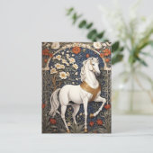 Elegant William Morris geïnspireerd wit paard Briefkaart (Staand voorkant)