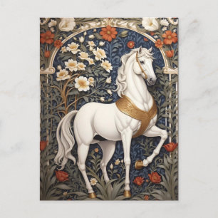 Elegant William Morris geïnspireerd wit paard Briefkaart